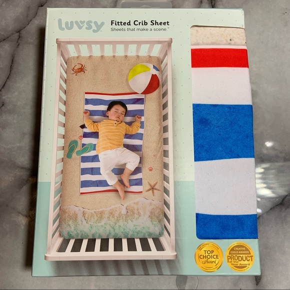 Luvsy Printed Crib Sheets "Beach Baby" - Picture 2 of 6